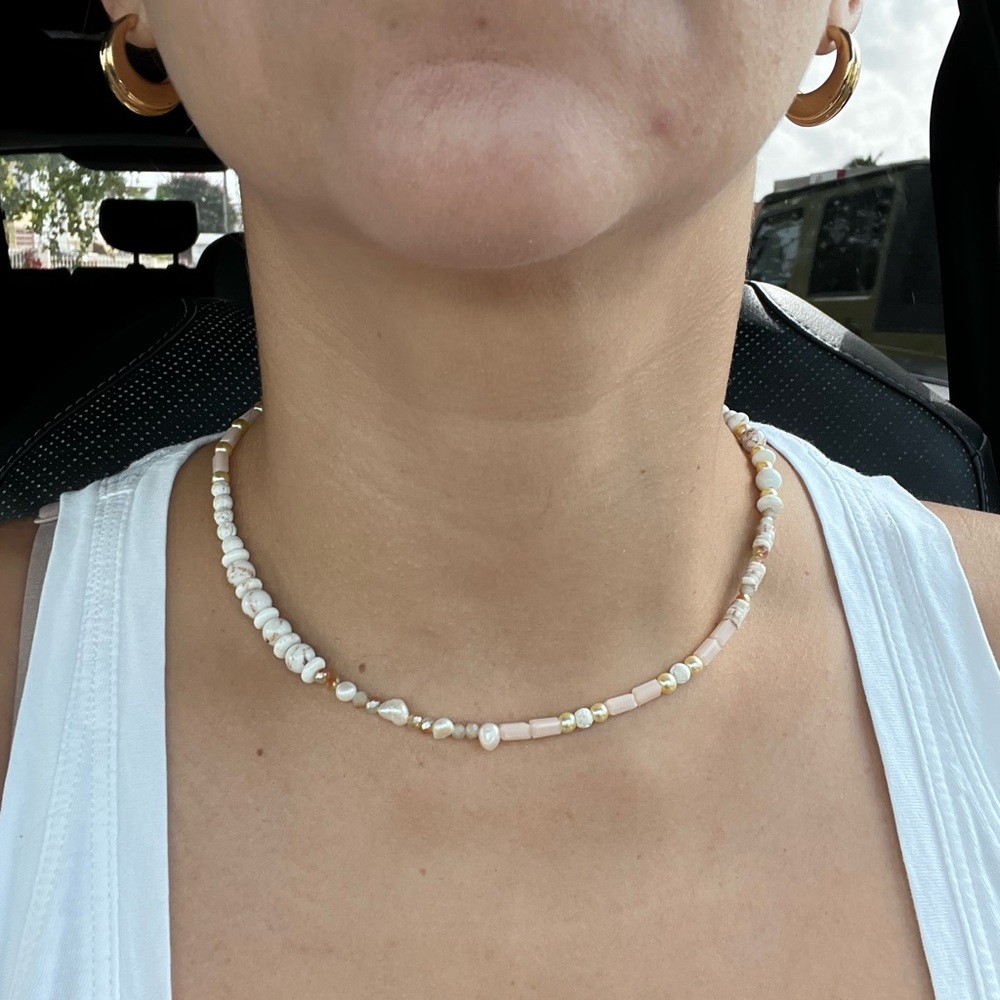 Elegant  White Beaded Necklace